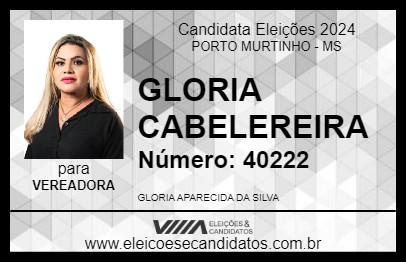 Candidato GLORIA CABELEREIRA 2024 - PORTO MURTINHO - Eleições