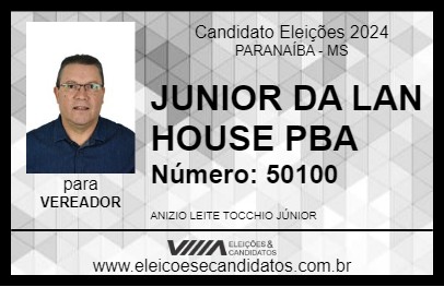 Candidato JUNIOR DA LAN HOUSE PBA 2024 - PARANAÍBA - Eleições