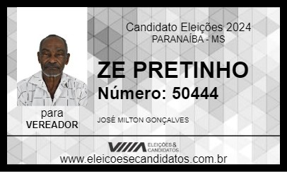 Candidato ZE PRETINHO 2024 - PARANAÍBA - Eleições