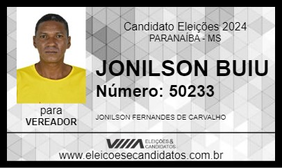 Candidato JONILSON BUIU 2024 - PARANAÍBA - Eleições