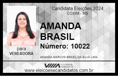 Candidato AMANDA BRASIL 2024 - COXIM - Eleições