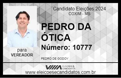 Candidato PEDRO DA ÓTICA 2024 - COXIM - Eleições