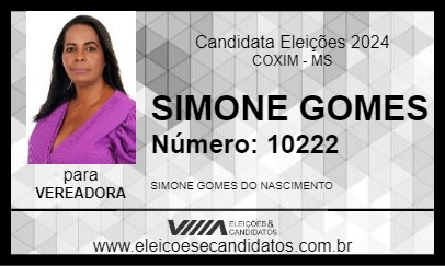 Candidato SIMONE GOMES 2024 - COXIM - Eleições