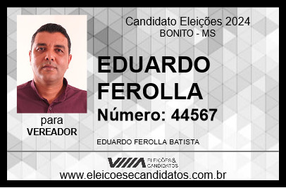 Candidato EDUARDO FEROLLA 2024 - BONITO - Eleições