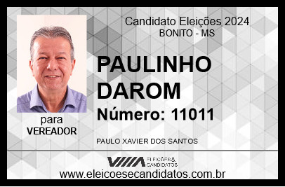 Candidato PAULINHO DAROM 2024 - BONITO - Eleições