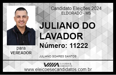 Candidato JULIANO DO LAVADOR 2024 - ELDORADO - Eleições