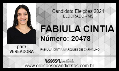 Candidato FABIULA CINTIA 2024 - ELDORADO - Eleições