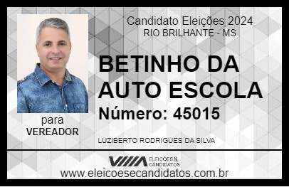 Candidato BETINHO DA AUTO ESCOLA 2024 - RIO BRILHANTE - Eleições