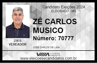 Candidato ZÉ CARLOS MUSICO 2024 - ELDORADO - Eleições