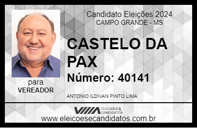 Candidato CASTELO DA PAX 2024 - CAMPO GRANDE - Eleições