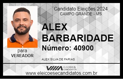 Candidato ALEX BARBARIDADE 2024 - CAMPO GRANDE - Eleições