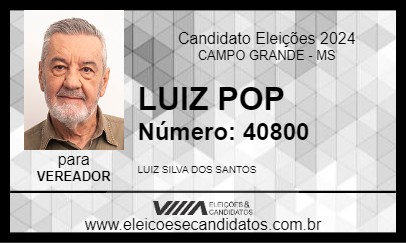 Candidato LUIZ POP 2024 - CAMPO GRANDE - Eleições