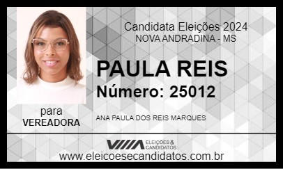 Candidato PAULA REIS 2024 - NOVA ANDRADINA - Eleições