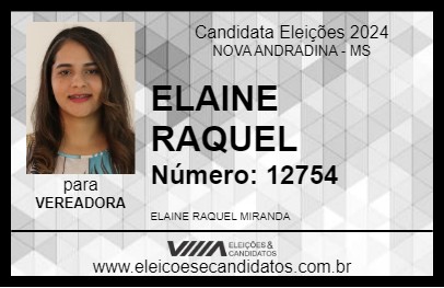 Candidato ELAINE RAQUEL 2024 - NOVA ANDRADINA - Eleições