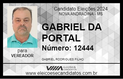 Candidato GABRIEL DA PORTAL 2024 - NOVA ANDRADINA - Eleições