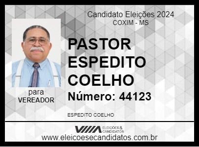 Candidato PASTOR ESPEDITO COELHO 2024 - COXIM - Eleições