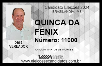 Candidato QUINCA DA FENIX 2024 - BRASILÂNDIA - Eleições