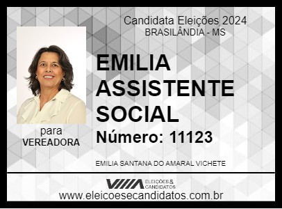 Candidato EMILIA ASSISTENTE SOCIAL 2024 - BRASILÂNDIA - Eleições