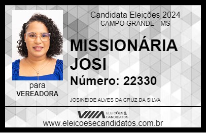 Candidato MISSIONÁRIA JOSI 2024 - CAMPO GRANDE - Eleições