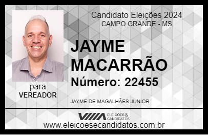 Candidato JAYME MACARRÃO 2024 - CAMPO GRANDE - Eleições