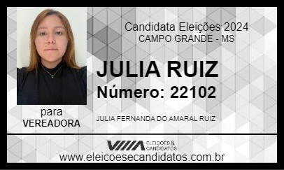 Candidato JULIA RUIZ 2024 - CAMPO GRANDE - Eleições