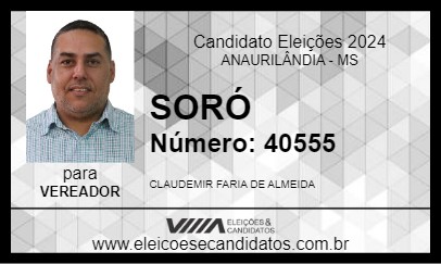 Candidato SORÓ 2024 - ANAURILÂNDIA - Eleições