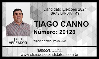 Candidato TIAGO CANNO 2024 - BRASILÂNDIA - Eleições