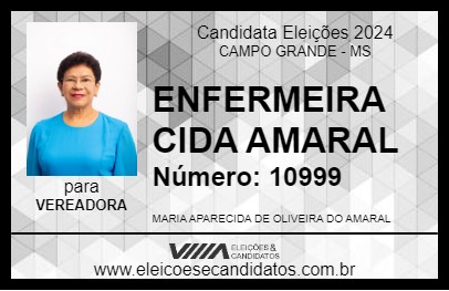 Candidato ENFERMEIRA CIDA AMARAL 2024 - CAMPO GRANDE - Eleições