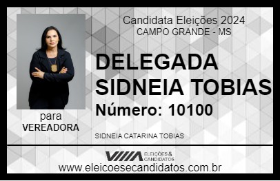 Candidato DELEGADA SIDNEIA TOBIAS 2024 - CAMPO GRANDE - Eleições