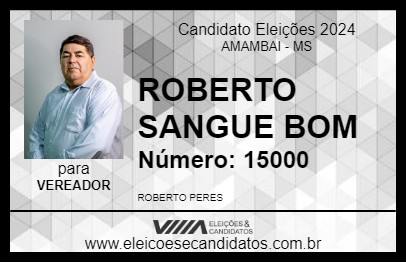 Candidato ROBERTO SANGUE BOM 2024 - AMAMBAI - Eleições