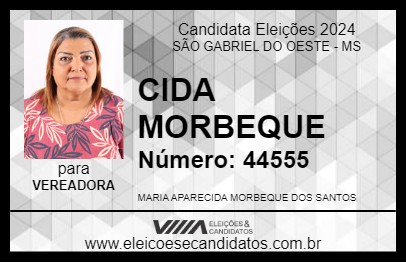 Candidato CIDA MORBEQUE 2024 - SÃO GABRIEL DO OESTE - Eleições