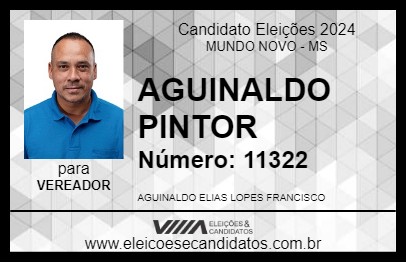 Candidato AGUINALDO PINTOR 2024 - MUNDO NOVO - Eleições