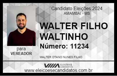 Candidato WALTER FILHO WALTINHO 2024 - AMAMBAI - Eleições