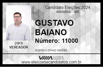 Candidato GUSTAVO BAIANO 2024 - AMAMBAI - Eleições