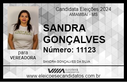 Candidato SANDRA GONÇALVES 2024 - AMAMBAI - Eleições