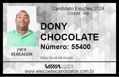 Candidato DONY CHOCOLATE 2024 - COXIM - Eleições