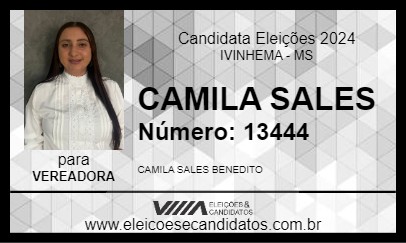 Candidato CAMILA SALES 2024 - IVINHEMA - Eleições