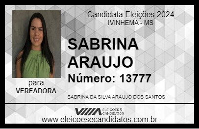 Candidato SABRINA ARAUJO 2024 - IVINHEMA - Eleições