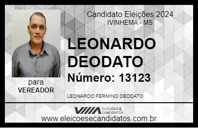 Candidato LEONARDO DEODATO 2024 - IVINHEMA - Eleições