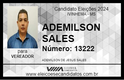 Candidato ADEMILSON SALES 2024 - IVINHEMA - Eleições