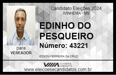 Candidato EDINHO DO PESQUEIRO 2024 - IVINHEMA - Eleições