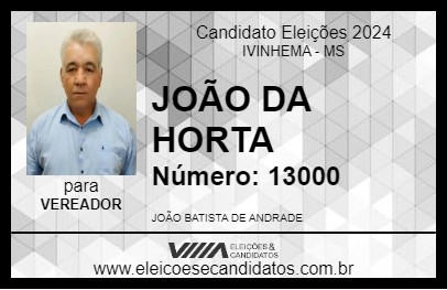 Candidato JOÃO DA HORTA 2024 - IVINHEMA - Eleições