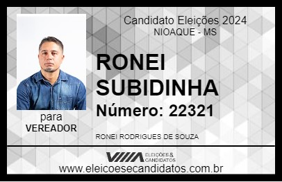 Candidato RONEI SUBIDINHA 2024 - NIOAQUE - Eleições