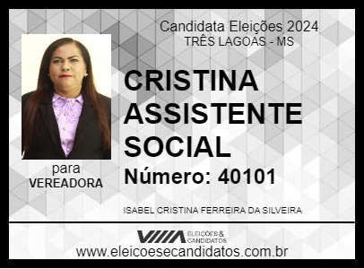 Candidato CRISTINA ASSISTENTE SOCIAL 2024 - TRÊS LAGOAS - Eleições