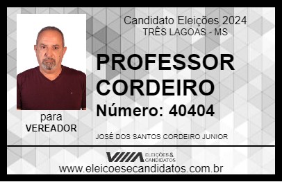 Candidato PROFESSOR CORDEIRO 2024 - TRÊS LAGOAS - Eleições