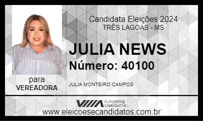 Candidato JULIA NEWS 2024 - TRÊS LAGOAS - Eleições