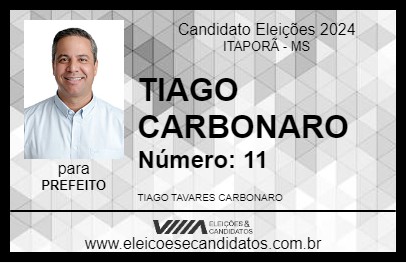 Candidato TIAGO CARBONARO 2024 - ITAPORÃ - Eleições