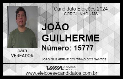 Candidato JOÃO GUILHERME 2024 - CORGUINHO - Eleições