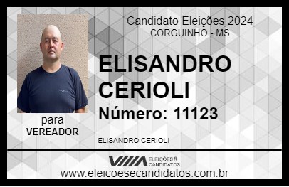 Candidato ELISANDRO CERIOLI 2024 - CORGUINHO - Eleições