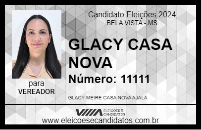 Candidato GLACY CASA NOVA 2024 - BELA VISTA - Eleições